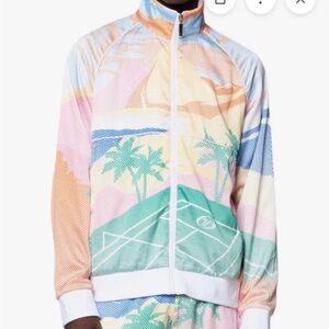 NWT Sergio Tacchini Riviera Track Jacket Men's Deep Mint Multi STS23M50571